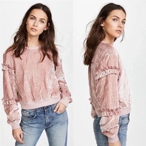 Cinq A Sept Nara embroidered velvet pullover XS